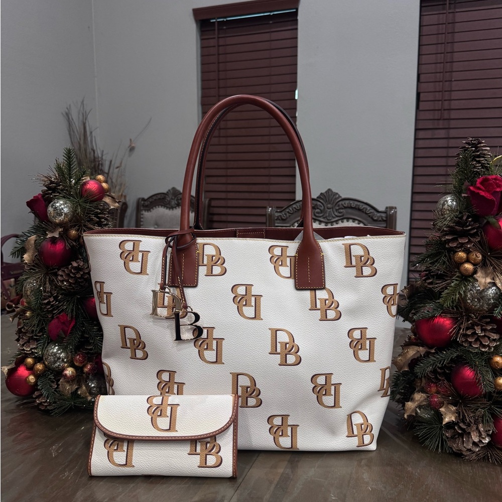 Dooney & Bourke Brown and White Tote Bag